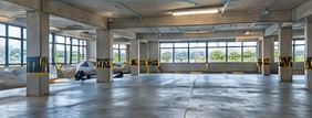 Commercial parking garage interior