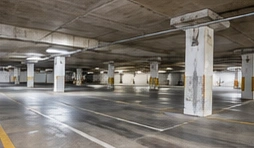 Concrete parking garage interior
