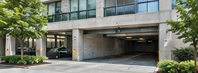 Residential building parking garage entrance